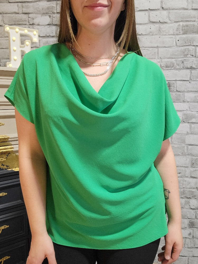 Woven Cowl Neck Top