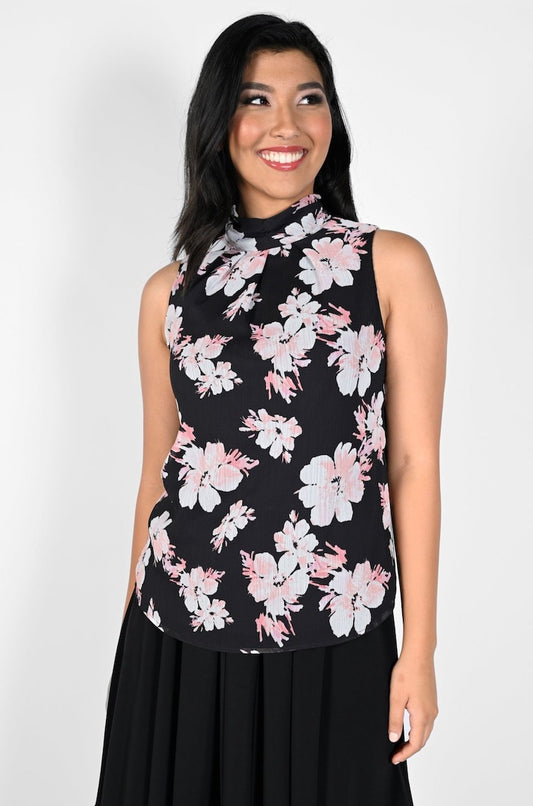 Top floral con cuello alto