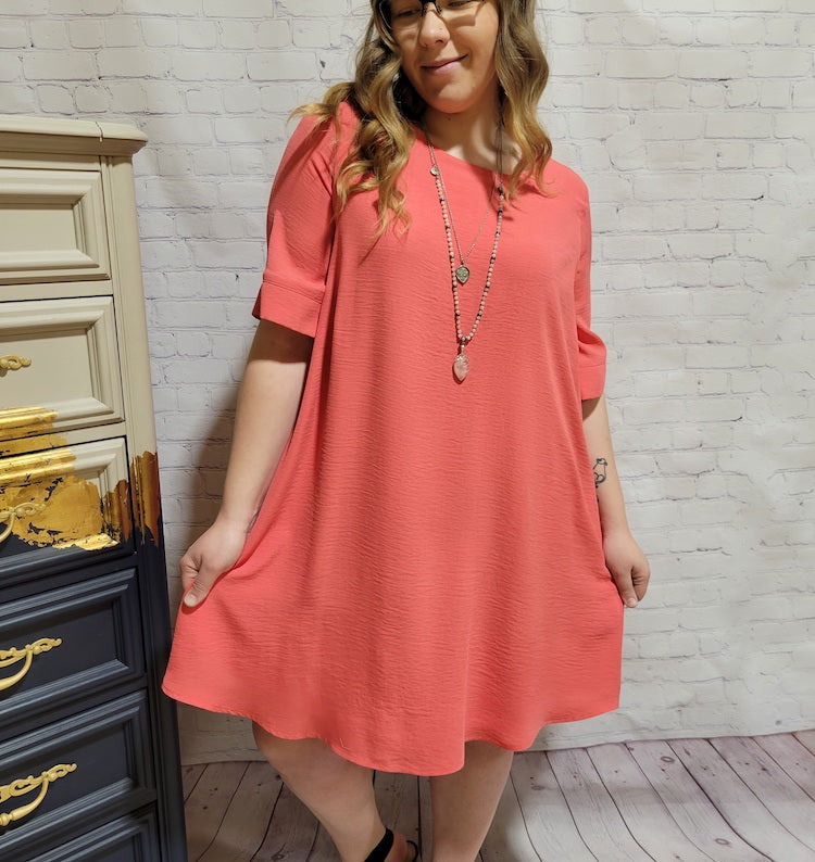 Short Sleeve Trapeze Dress