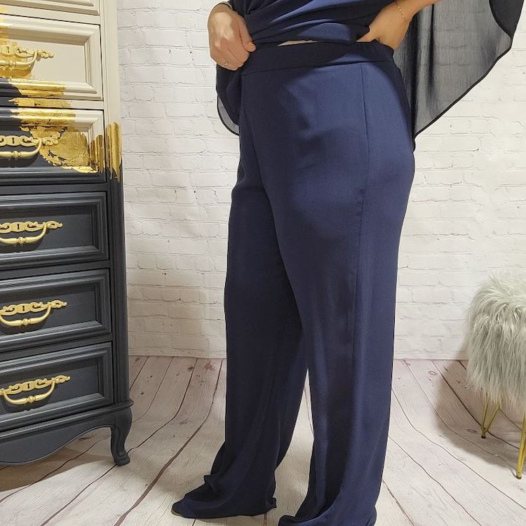 Wide Leg Pants with Overlay