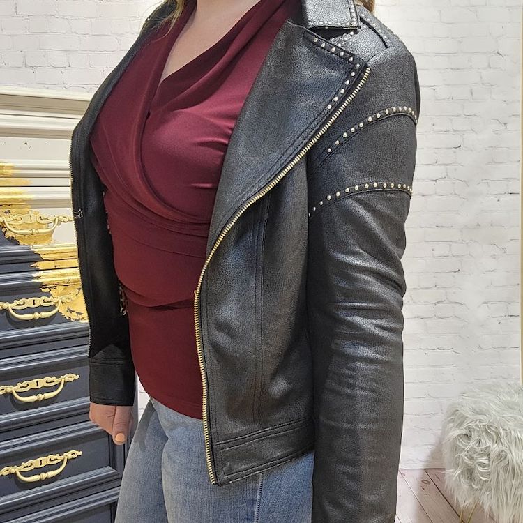 Veste de moto en faux suède