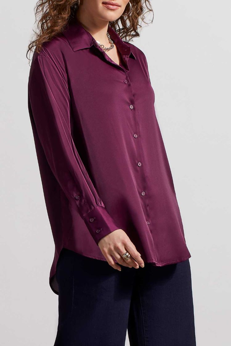 Flowy Satin Button Up Blouse