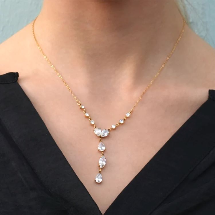 BUCKIE Multi Pendant Zirconia Chain Necklace