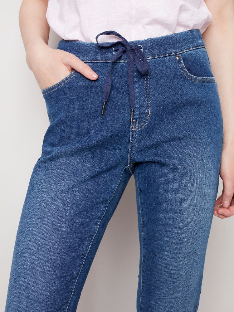 Pantalon de jogging en denim tricoté