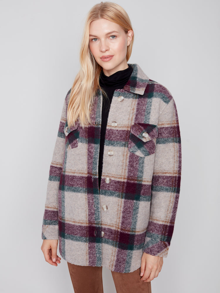 Plaid Boiled Wool Shacket