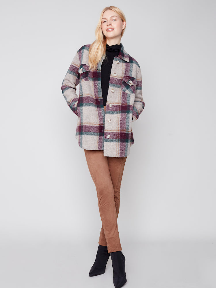 Plaid Boiled Wool Shacket