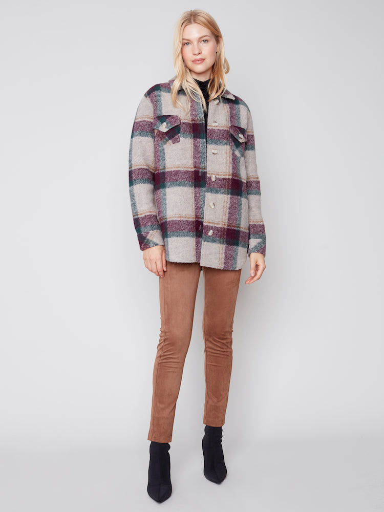 Plaid Boiled Wool Shacket