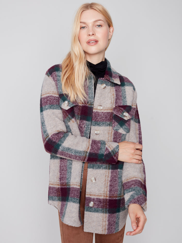 Plaid Boiled Wool Shacket