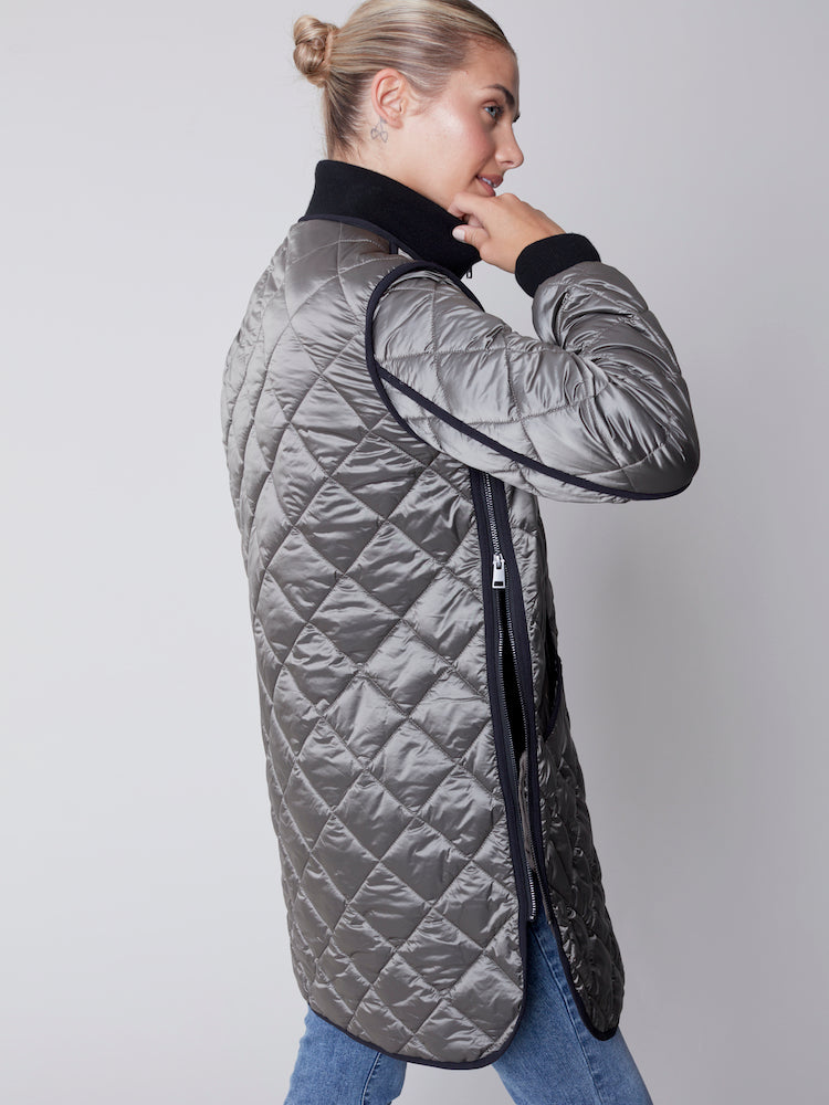 Long Iridescent Quilted Jacket