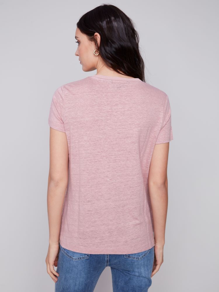 Short Sleeve V-Neck Linen T-Shirt