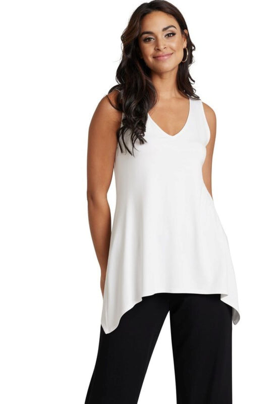 Compli K Style: 33102, Uneven Hem Top, white, front view