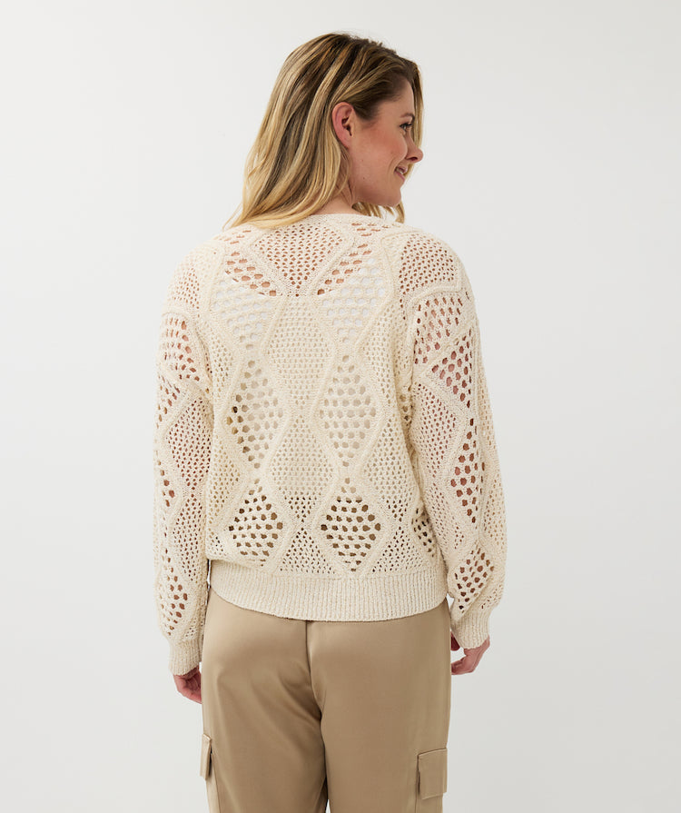 Long Sleeve Knit Sweater With Shimmer Yarn