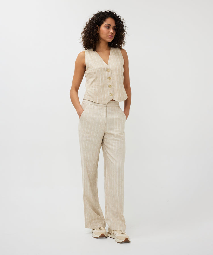 Linen Stripe Button Front Vest