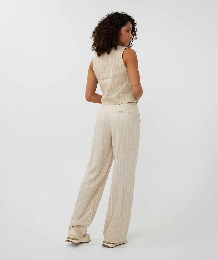 Stripe Linen Wide Leg Trouser