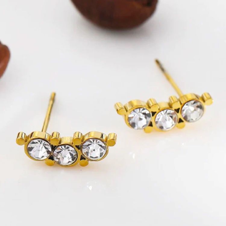 GRACE Zirconia Trio Stud Earrings