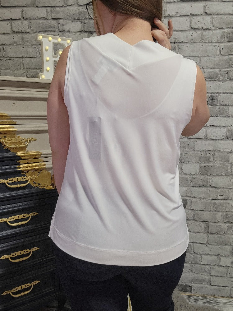 ﻿Joseph Ribkoff Style: 241239, Silky Knit Sleeveless Top, vanilla, back view