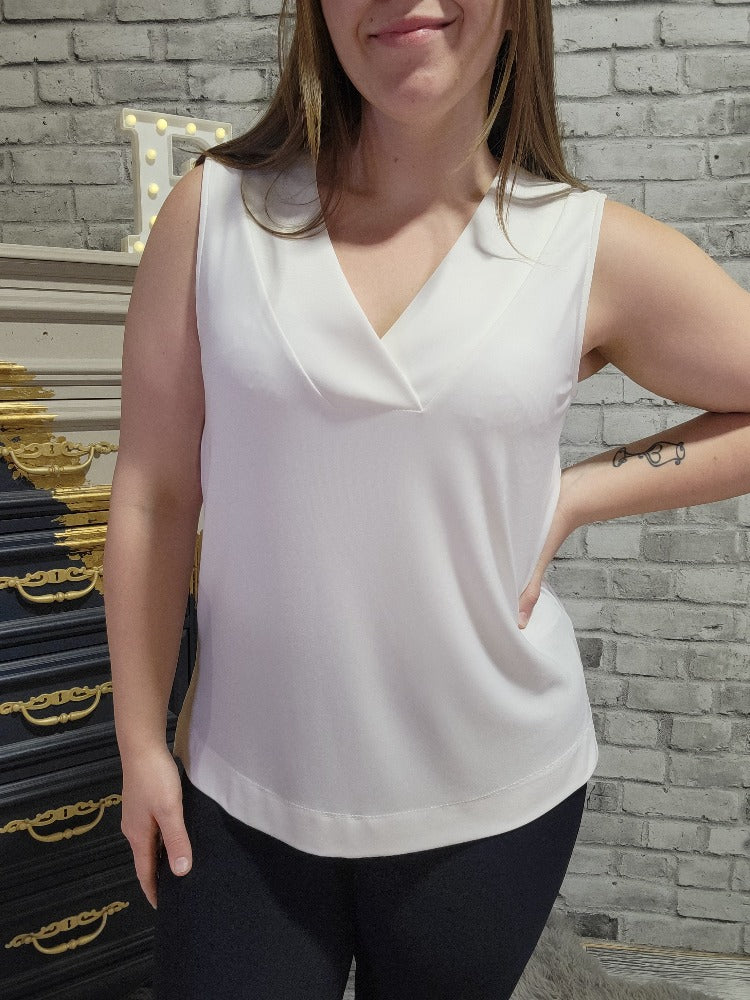 ﻿Joseph Ribkoff Style: 241239, Silky Knit Sleeveless Top, vanilla, front view