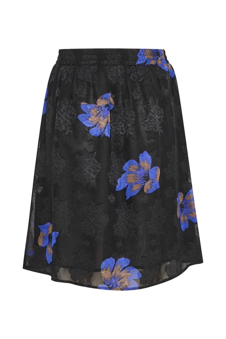 Kaffe Style: 10506954 Ameda skirt, black with blue flowers