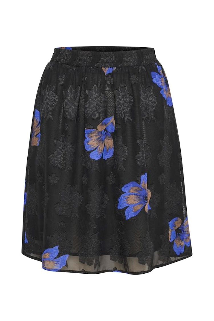 Kaffe Style: 10506954 Ameda skirt, black with blue flowers