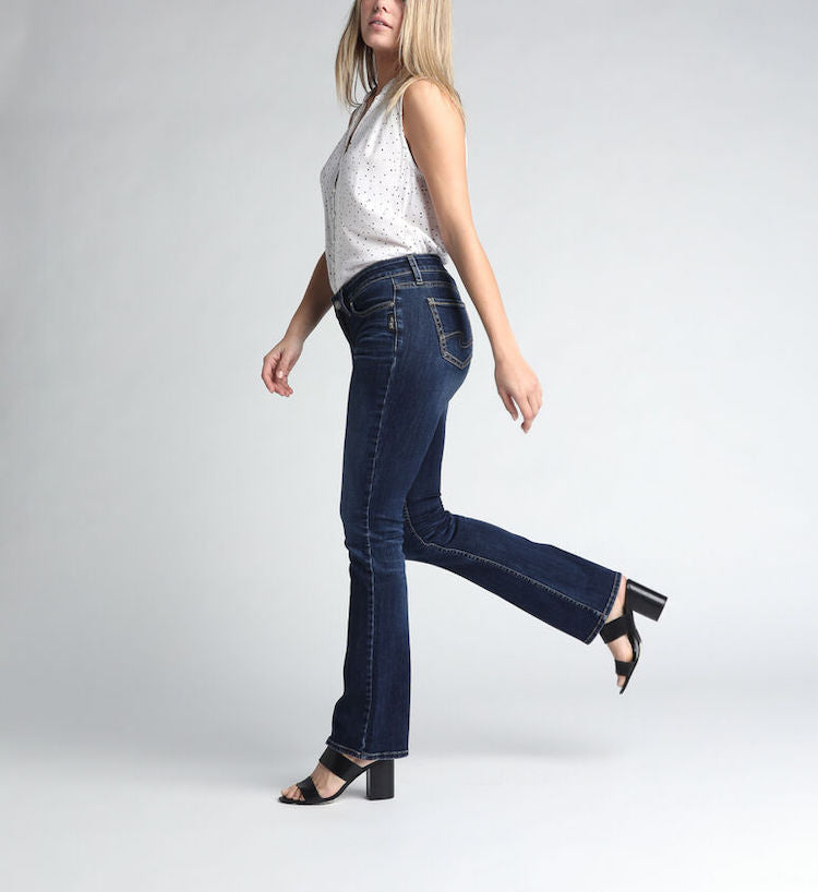 Jean bootcut slim taille mi-haute argenté Elyse