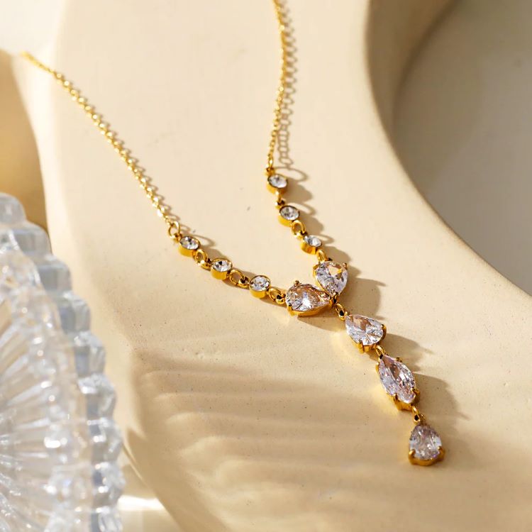 BUCKIE Multi Pendant Zirconia Chain Necklace