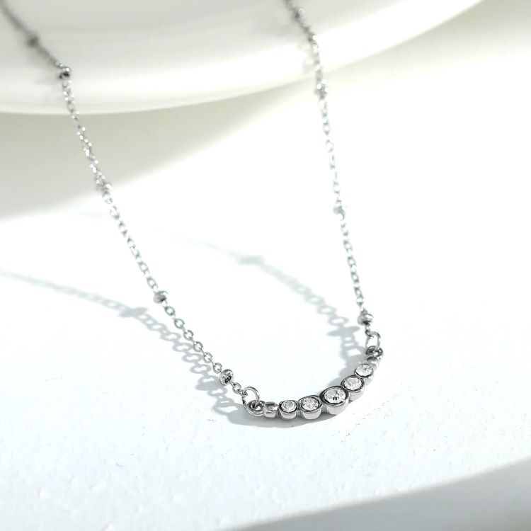 KIMI Beaded Chain with Dainty Pavé-Set Zirconia Pendant