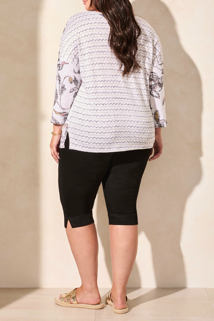 Curve Patterned Two-Way Dolman Top