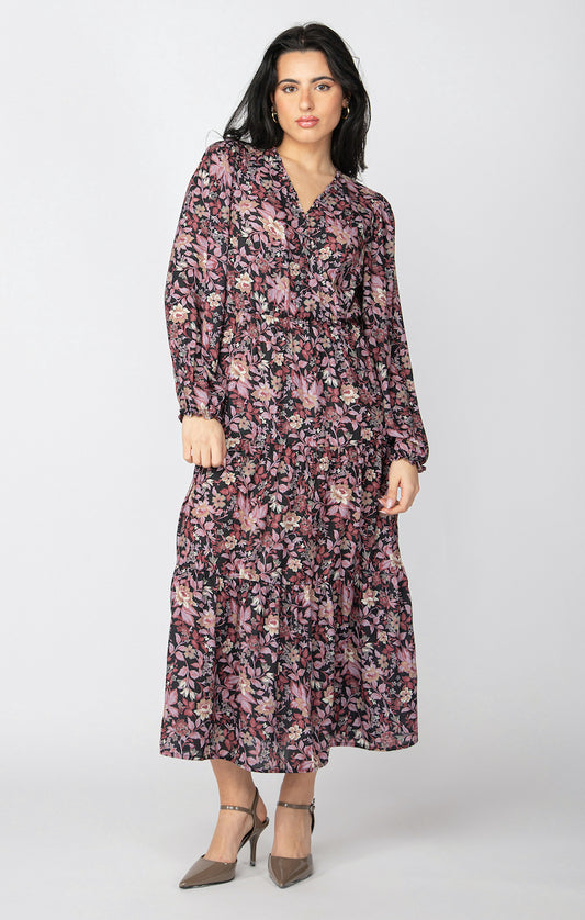 Long Sleeve Wrap Midi Dress