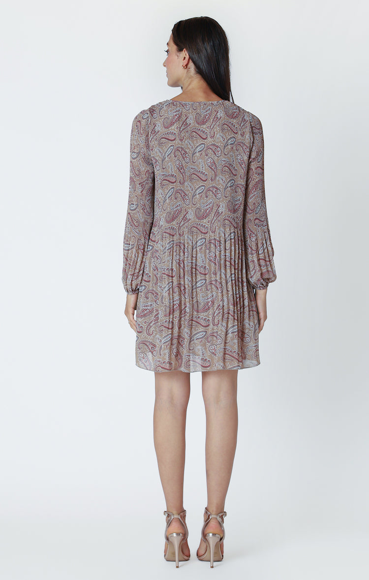 Paisley Print V-Neck Dress