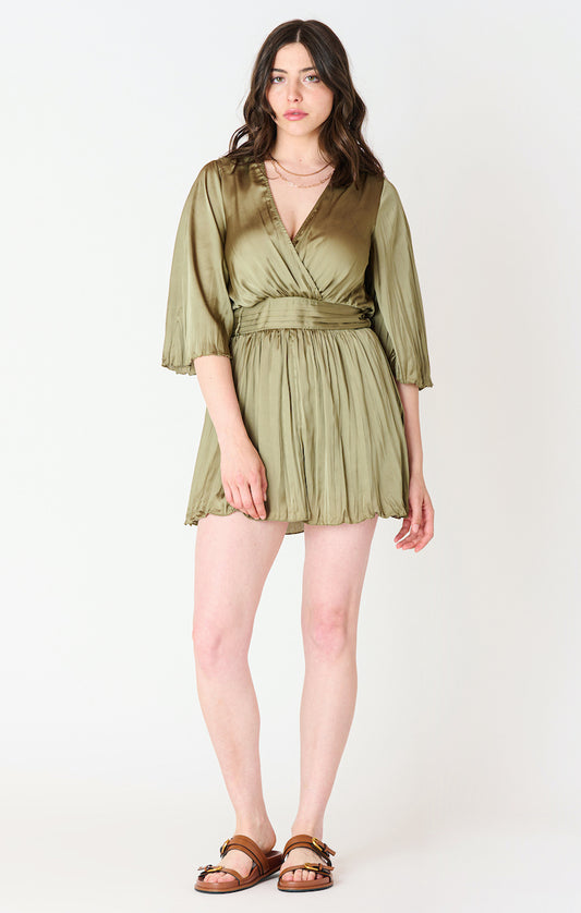 Flutter Sleeve Wrap Dress With Built In Shorts