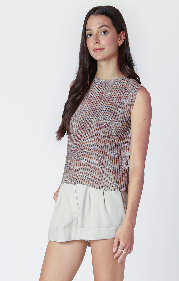 Paisley Print Sleeveless Top