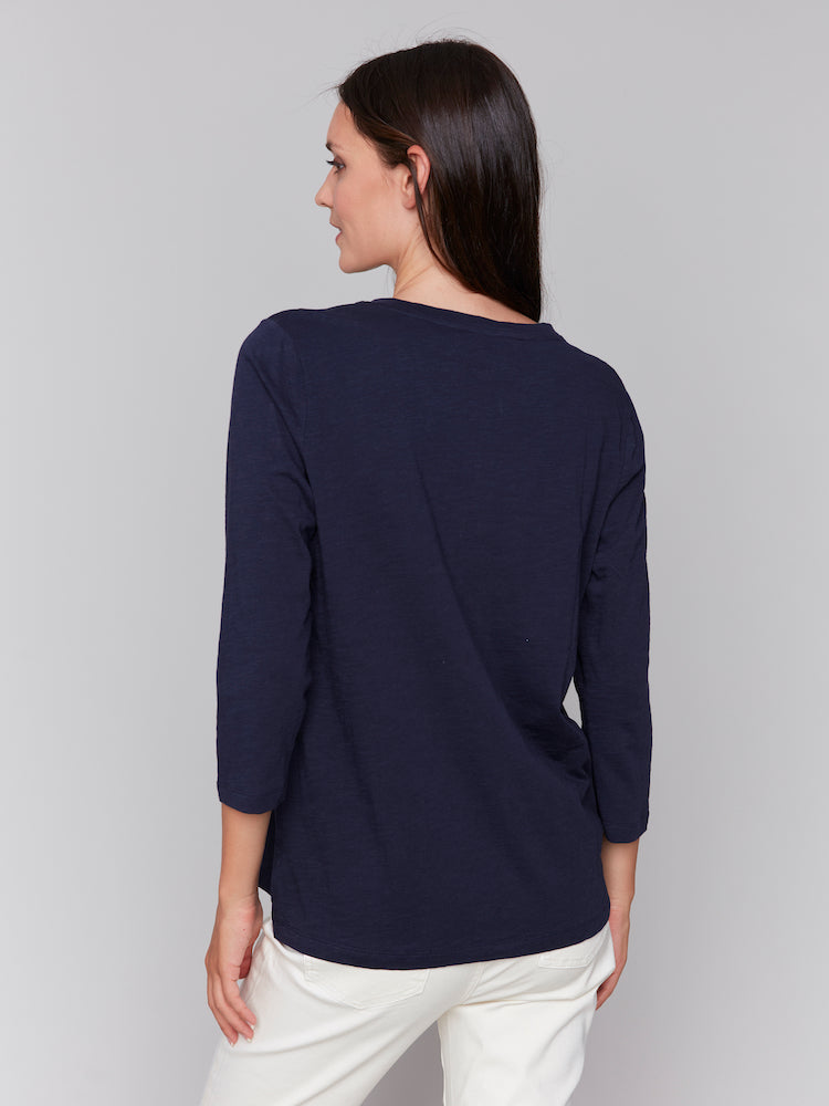 Organic Cotton Slub 3/4 Sleeve Top