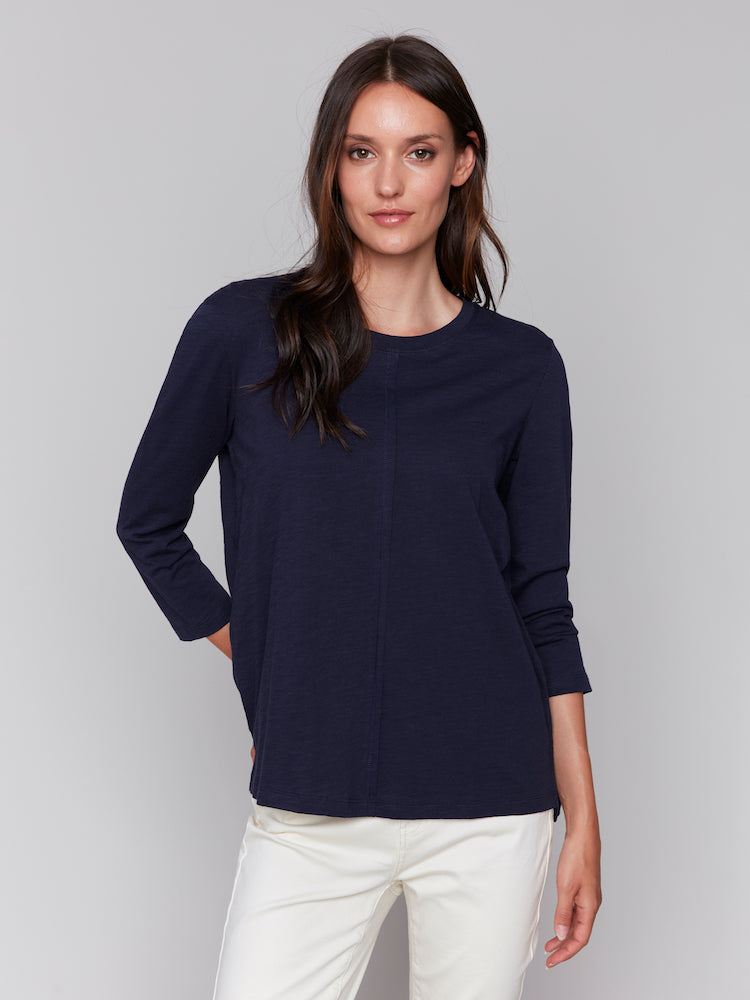 Organic Cotton Slub 3/4 Sleeve Top