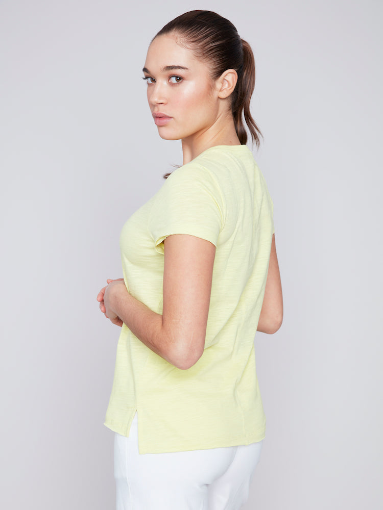 Short Sleeve Round Neck Cotton Shirt