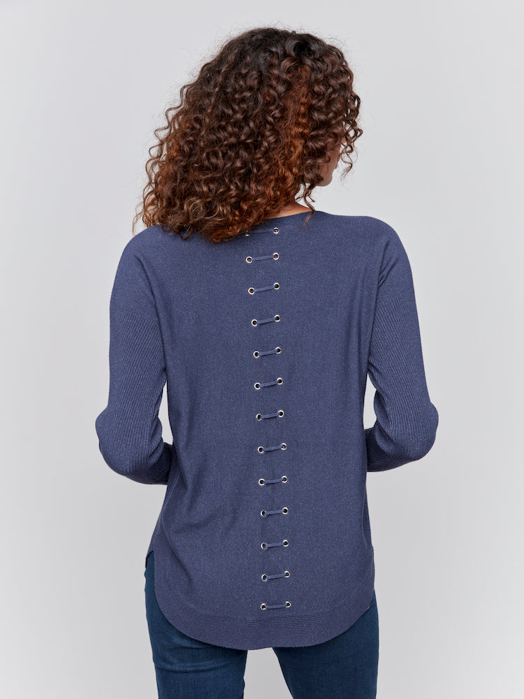 Lace Up Back Sweater