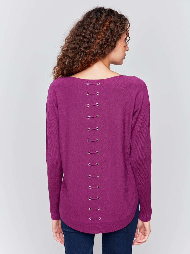 Lace Up Back Sweater