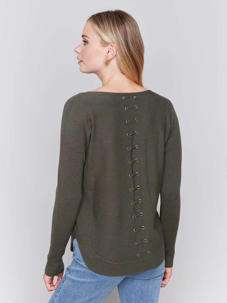 Lace Up Back Sweater