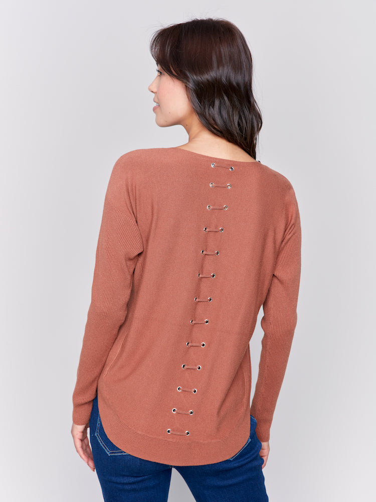 Lace Up Back Sweater