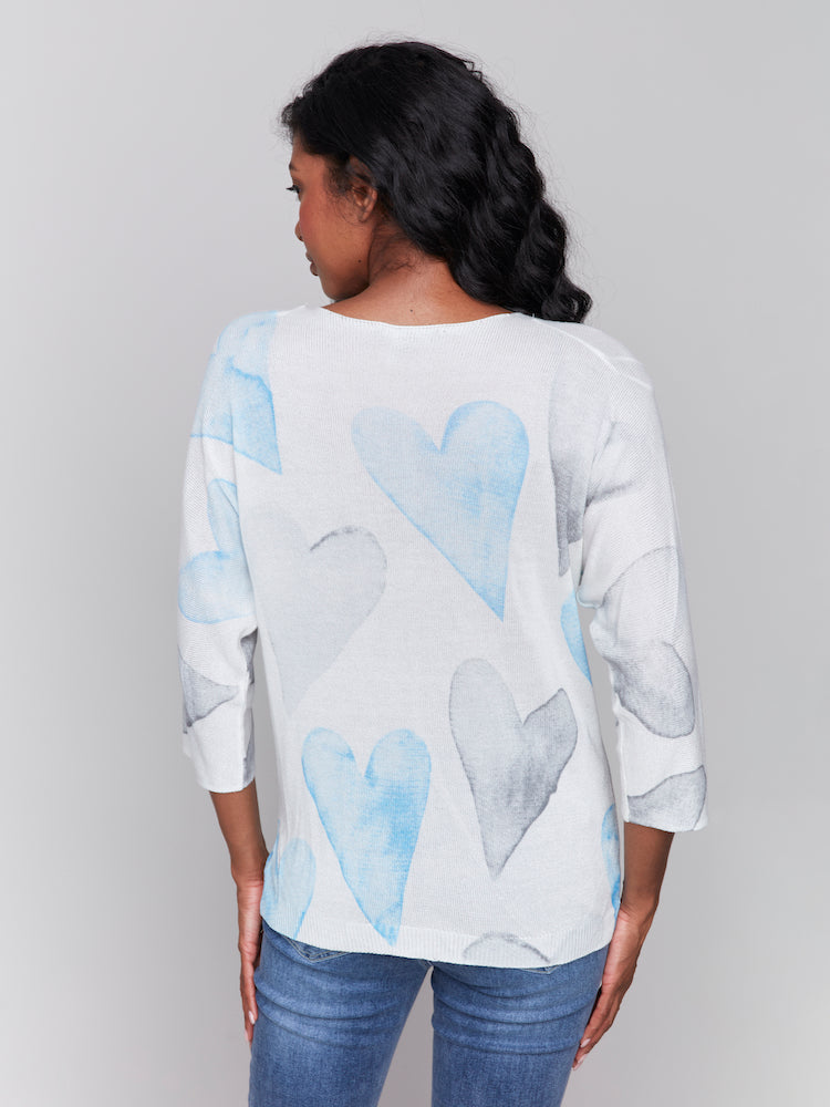 Heart Print Long Sleeve Top