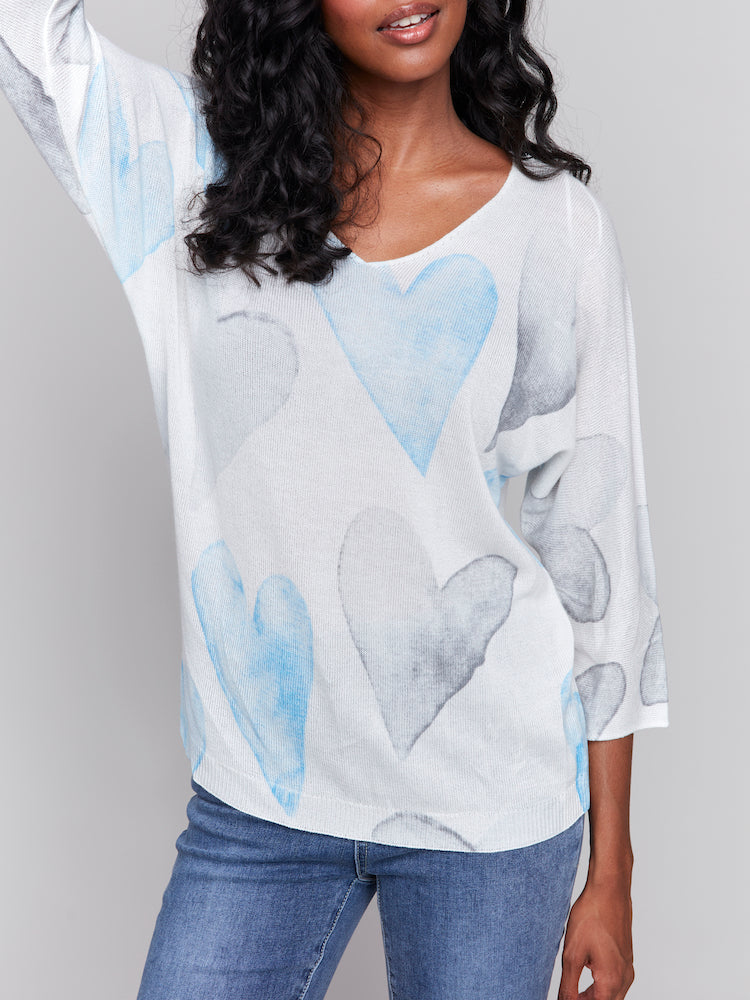 Heart Print Long Sleeve Top