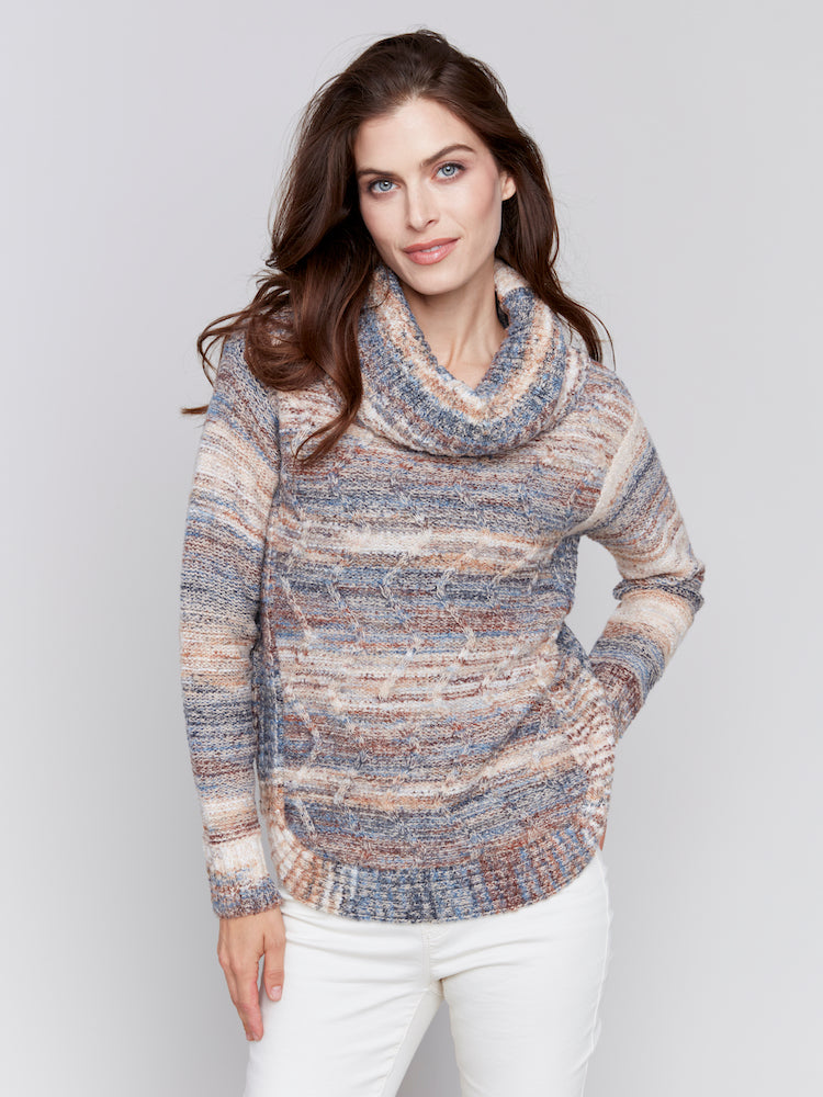 Stripe Cowl Neck Sweater