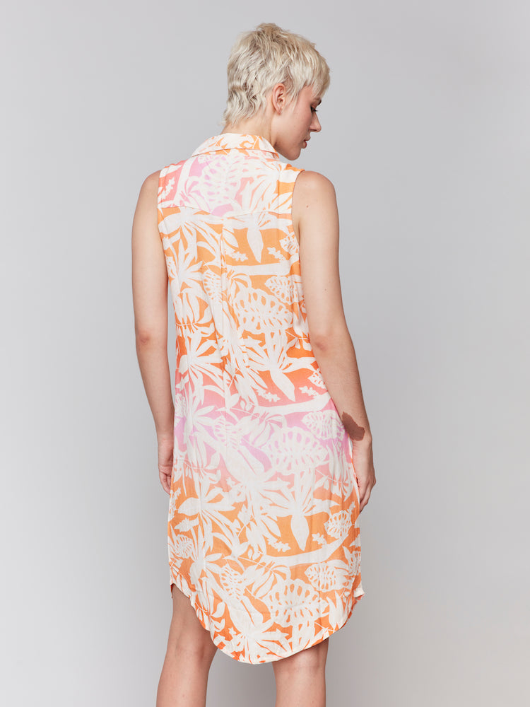 Tropical Print Sleeveless Dress