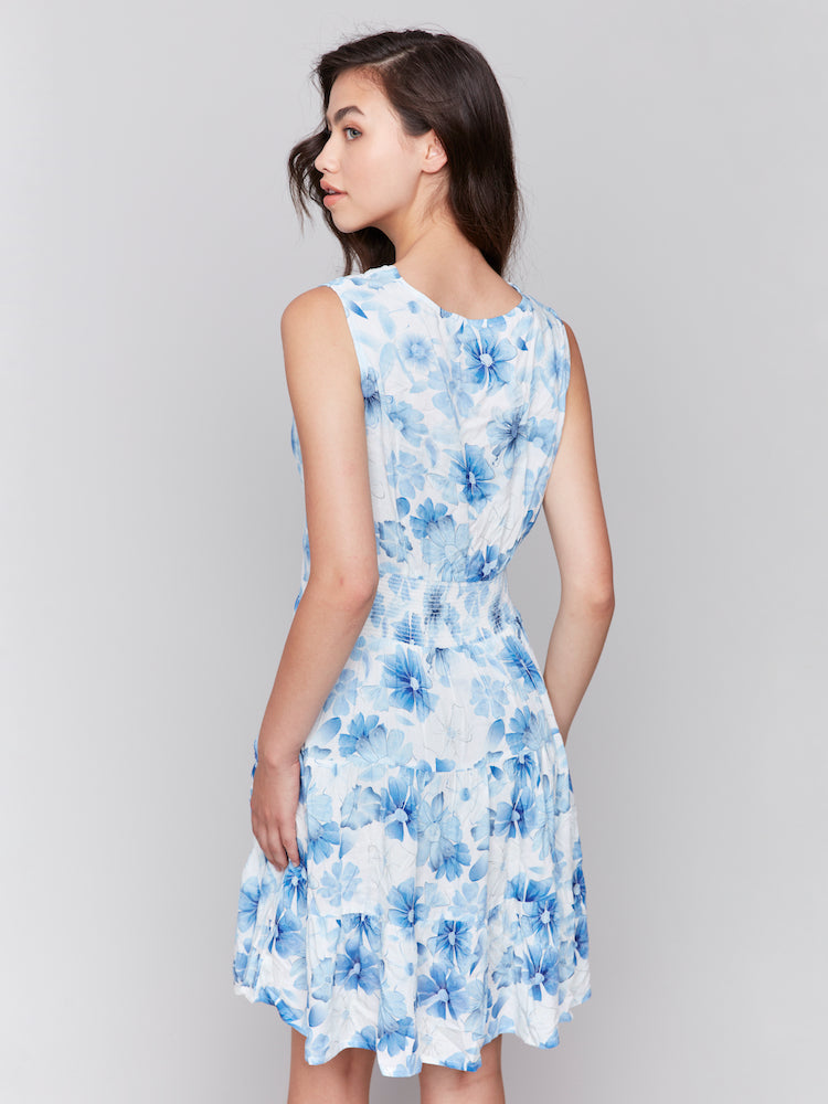 Printed Sleeveless V-Neck Dress