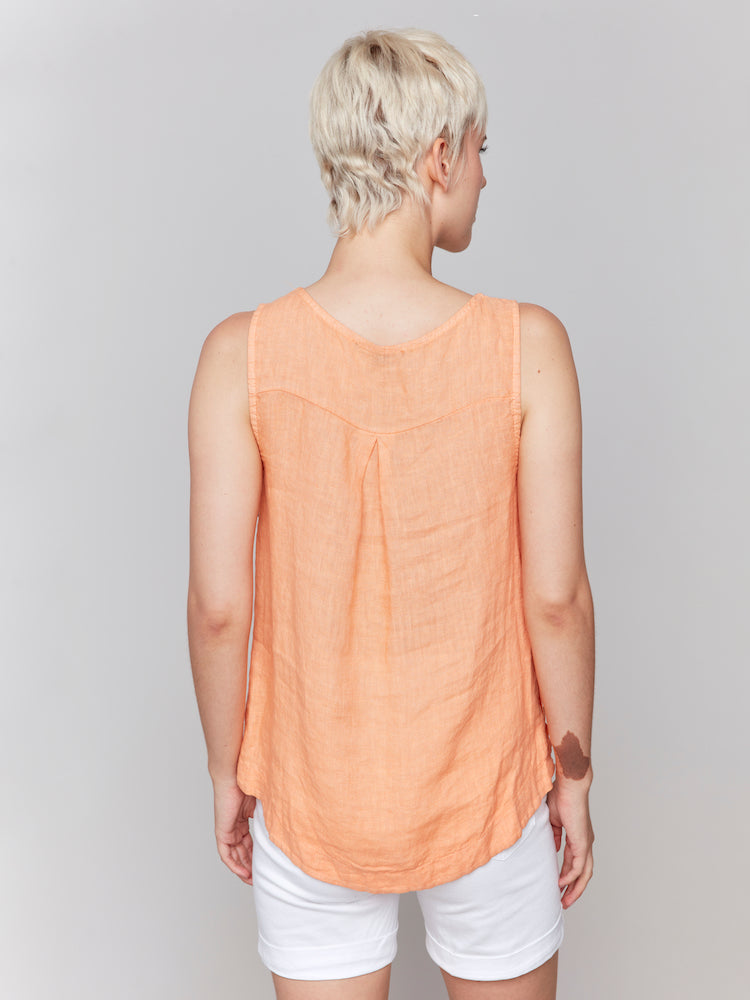 Sleeveless Button Side Linen Tank