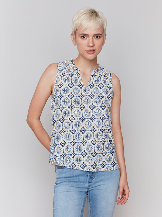 Printed Sleeveless Blouse