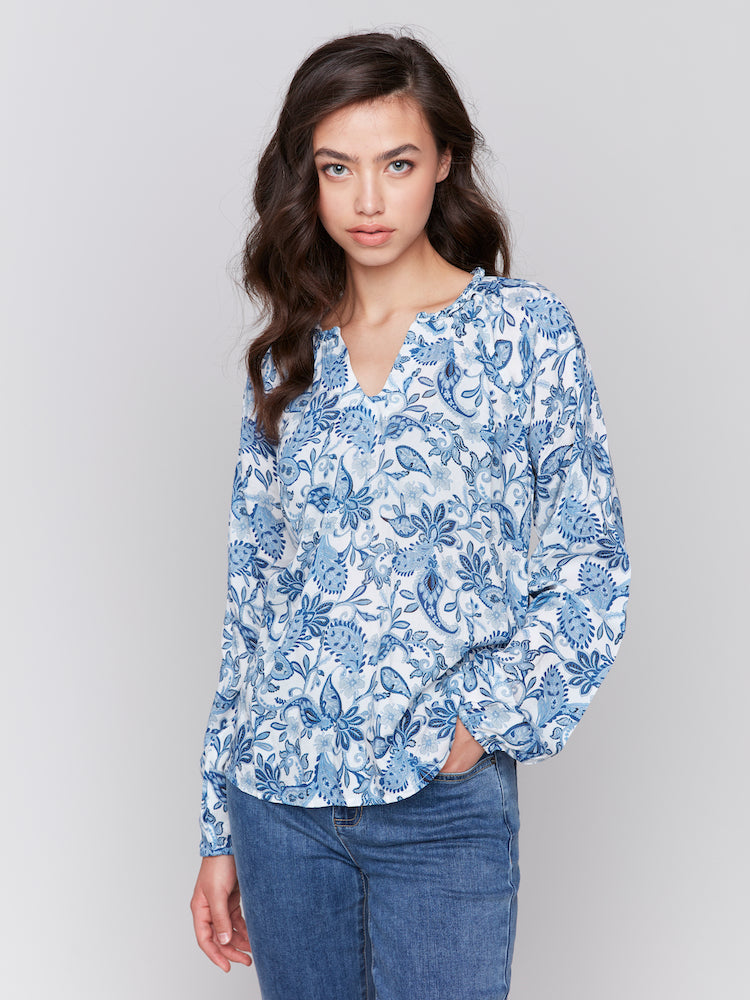 Printed Long Sleeve Blouse