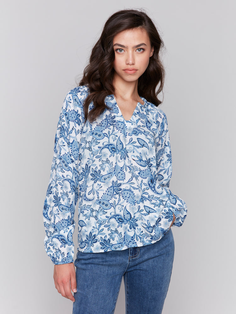 Printed Long Sleeve Blouse