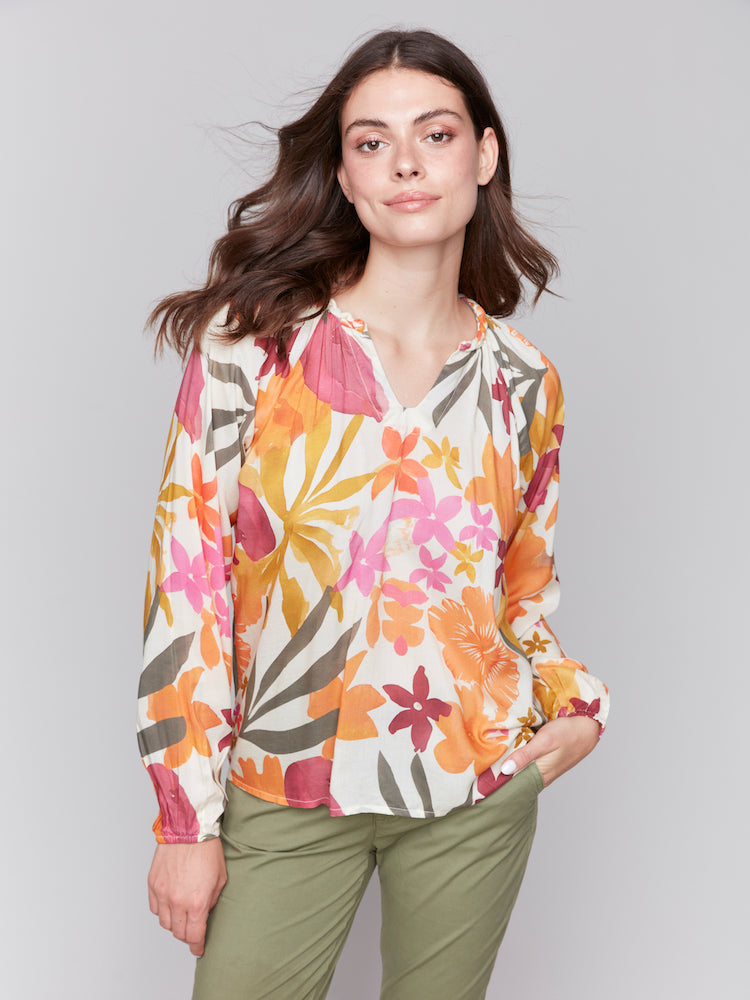 Printed Long Sleeve Blouse