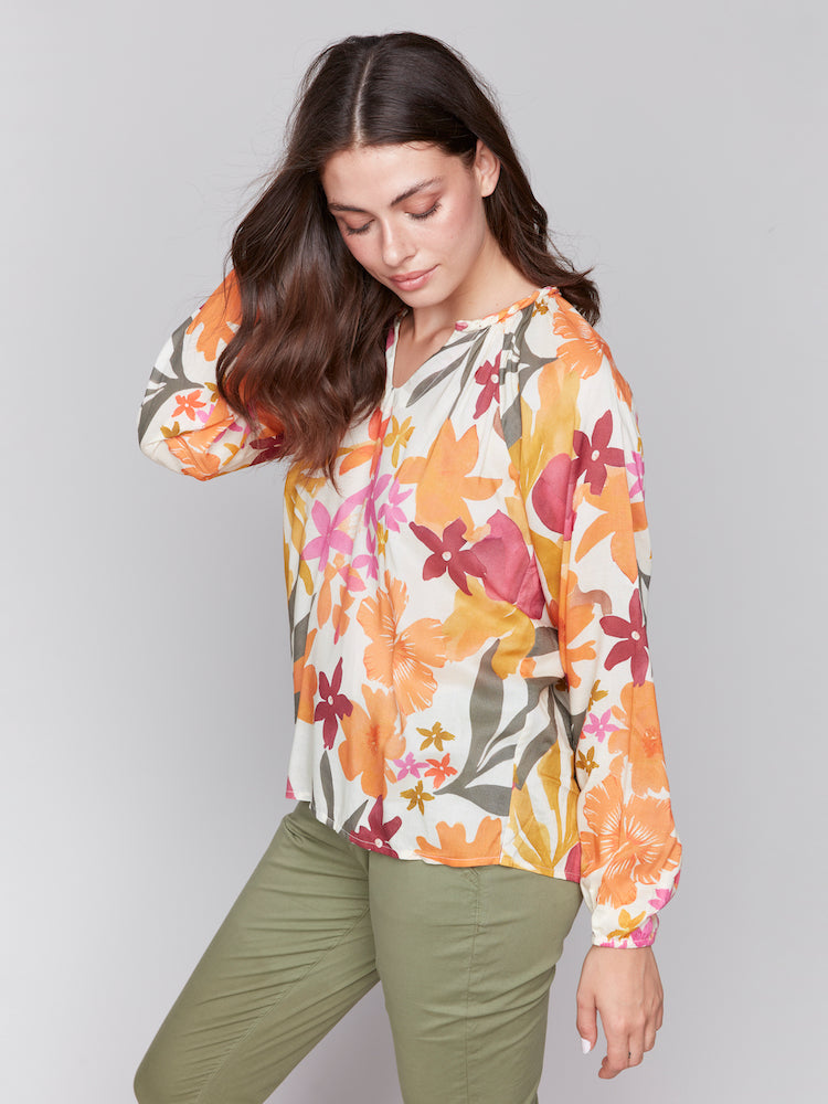 Printed Long Sleeve Blouse