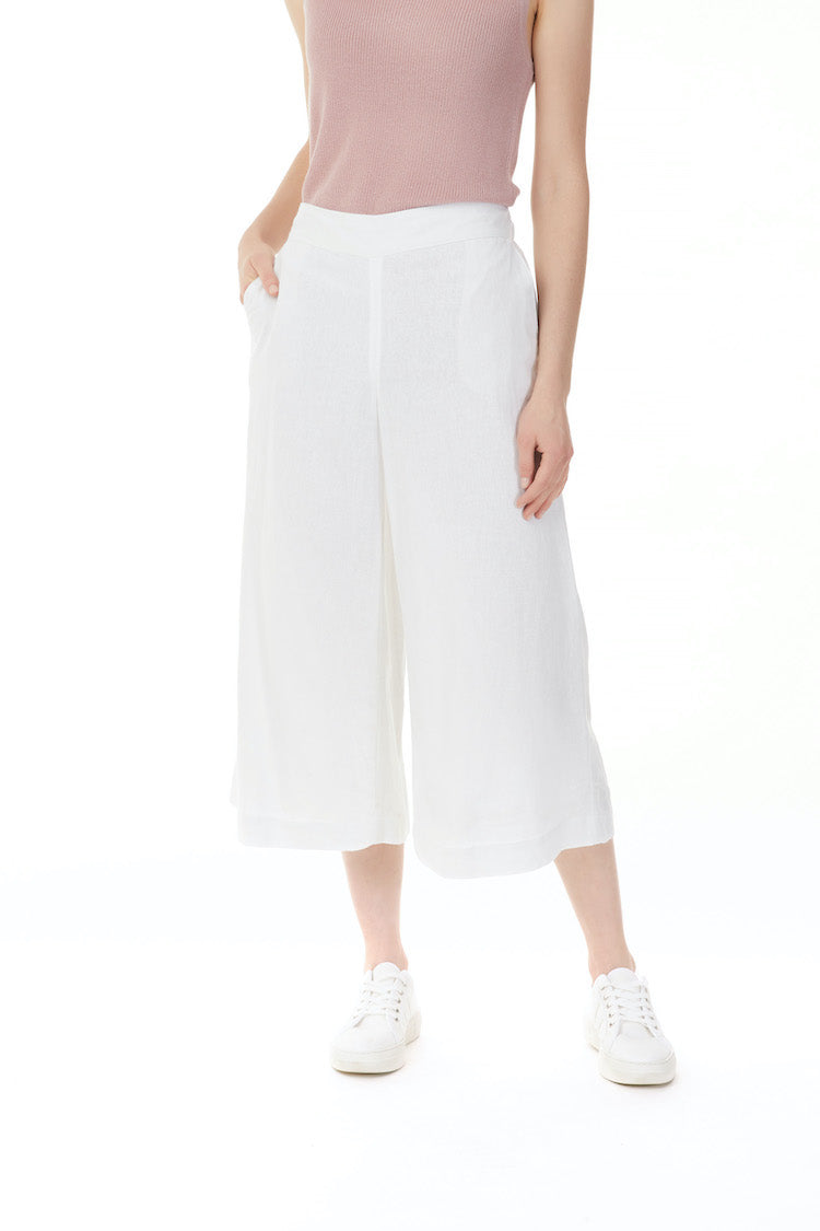 Linen Palazzo Cropped Pant